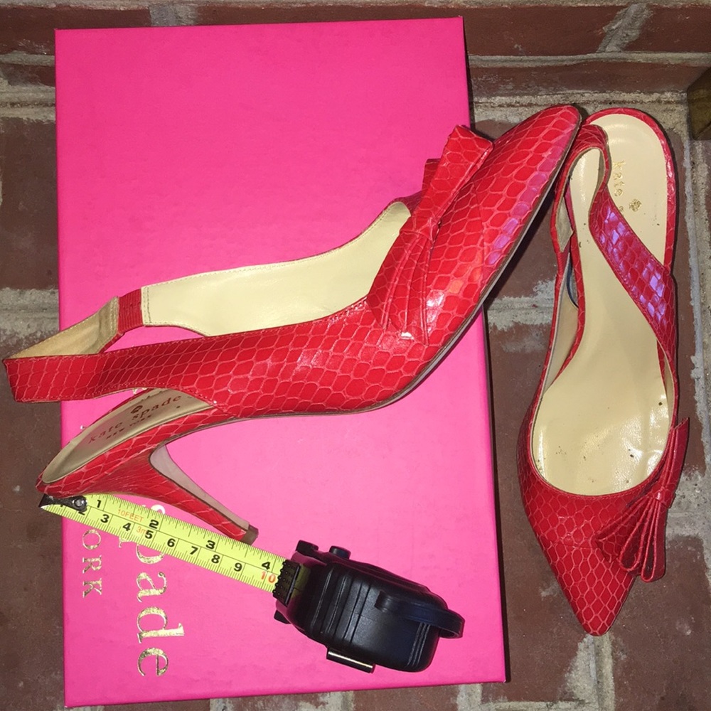 Kate Spade Red Tatiana Snake Print Slingback Heels